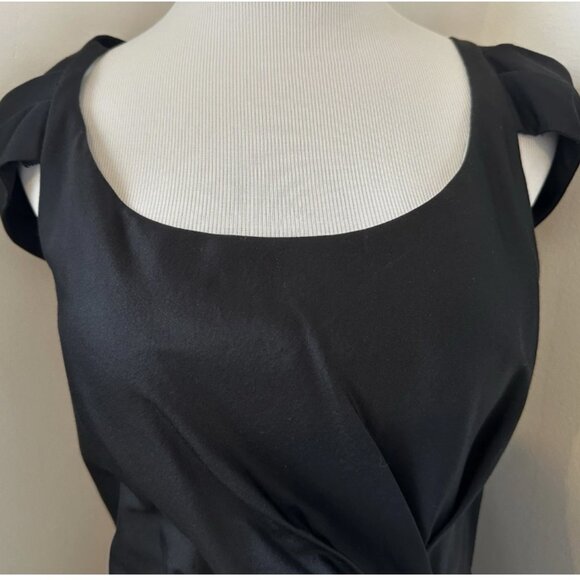 2006 PRADA Black Cocktail Dress Wool/Linen Blend Size 42 Cream Silk Lining $2285 - Picture 2 of 8